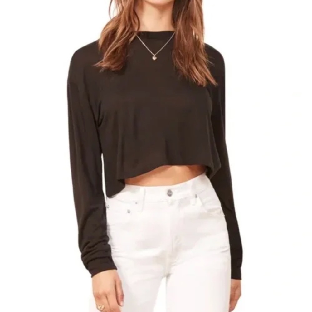 Reformation black cropped tee